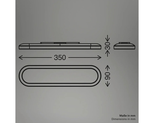 Teknisk ritning av en armatur med mått i millimeter