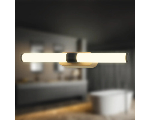 Badrum med horisontell LED-lampa