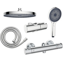 Duschset med takdusch, handdusch, duschslang och termostat