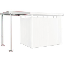 Stålcarport med stödpelare och anslutningsskåp