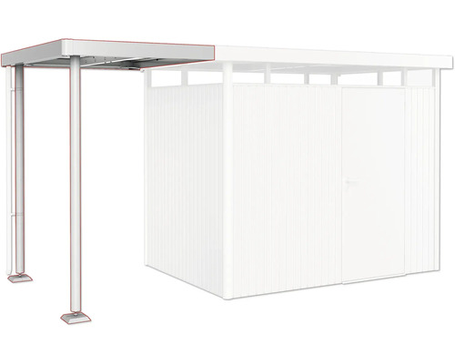 Stålcarport med stödpelare och anslutningsskåp