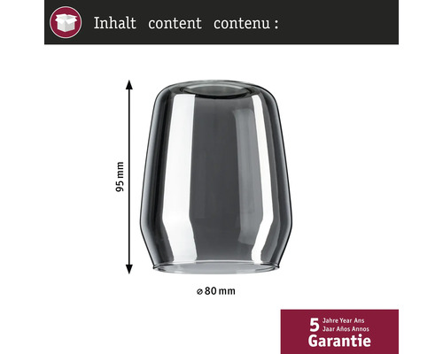 Glasskärm, diameter 80 mm, höjd 95 mm