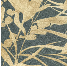 Närbild av en mönstrad tapet med växtmotiv