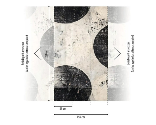 Mått på fototapet med abstrakt cirkelmönster