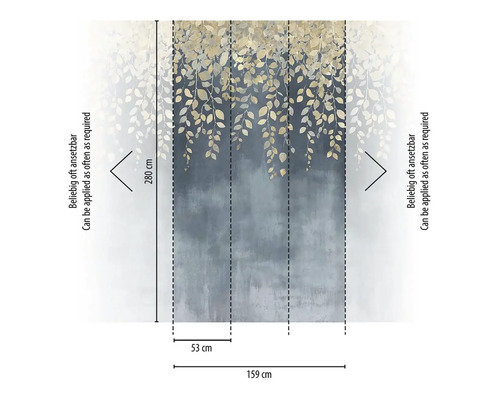 Mått på en non-woven tapet med bladmönster