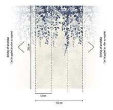 Tapetmönster med blommigt bladmönster och storleksinformation