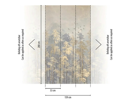 Tapet med skogsmotiv och måtten 159 cm x 280 cm