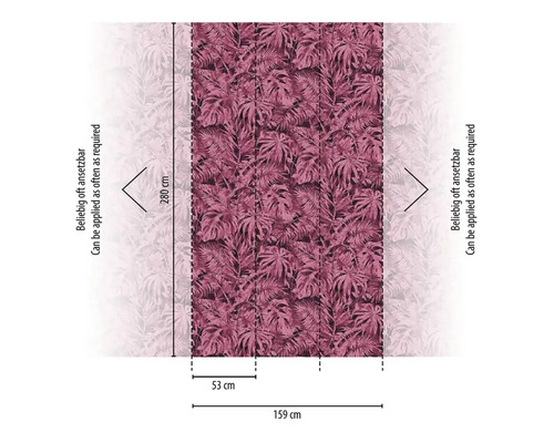 Tapet med växtmönster och måtten 280 x 159 cm