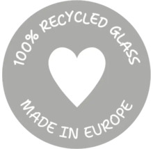 Sigill 100 procent återvunnet glas, tillverkat i Europa