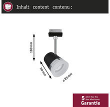 Mått på en skenspotlight: 180 mm höjd, 90 mm djup, 85 mm diameter