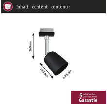 Mått på en svart skenspotlight