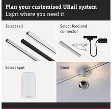 Planera ditt anpassade URail-system: Ljus där du behöver det. Välj skena, matning, anslutning och spotlight.
