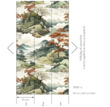 Fototapet med asiatiskt bergslandskapsmotiv, mått 159 cm x 280 cm