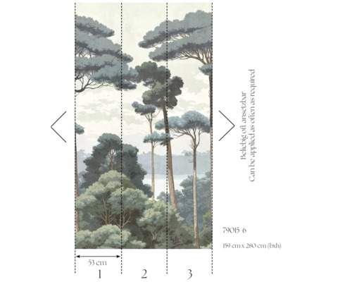 Skogsfototapet med träd, flerdels, mått 159 cm x 280 cm