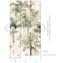 Väggmålning med palmmotiv, mått 159 cm x 280 cm, kan appliceras så ofta som behövs