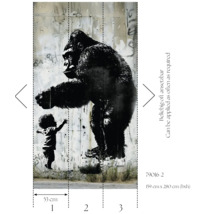 Fototapet med en gorilla och ett barn i gatukonststil