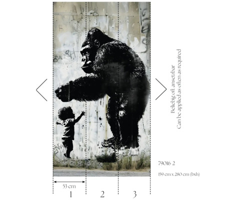 Fototapet med en gorilla och ett barn i gatukonststil