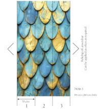 Tapet med fjällmönster i blått och guld, kan appliceras så ofta som det behövs