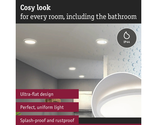 Taklampor med platt design för alla rum, inklusive badrum, med IP44-skydd