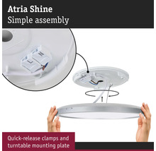 Atria Shine taklampa med snabbfästklämmor och vridbar monteringsplatta för enkel montering