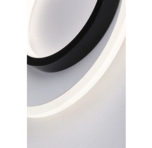 Närbild av en rund taklampa med svart kant