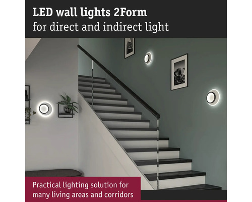 LED-vägglampor 2Form för direkt och indirekt belysning i en trappa.