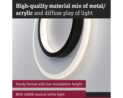 Modern vägglampa i metall och akryl med neutralvitt ljus