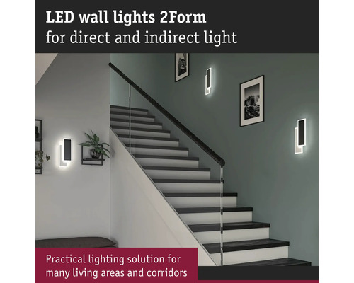 Trapphus med LED-vägglampor för direkt och indirekt belysning