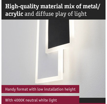 Vägglampa av metall och akryl med neutralvitt ljus