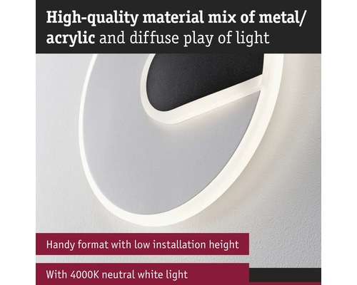 Modern vägglampa av metall och akryl med neutralt vitt ljus