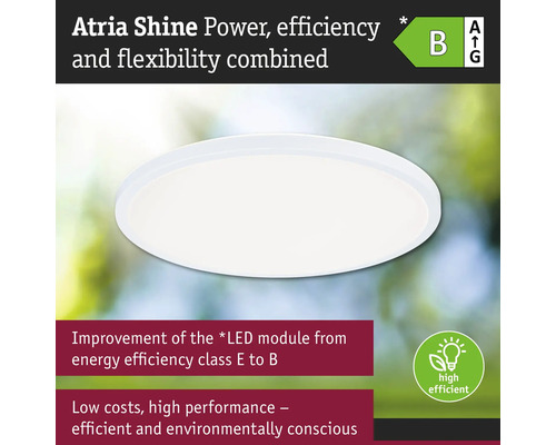 Atria Shine LED-taklampa med energieffektivitetsklass B.
