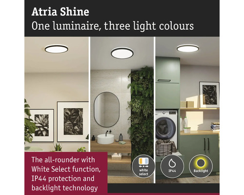 Atria Shine taklampa i olika rumsmiljöer.