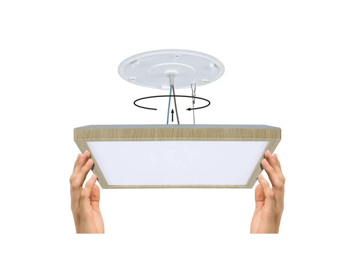 Montering av en fyrkantig LED-taklampa med träram