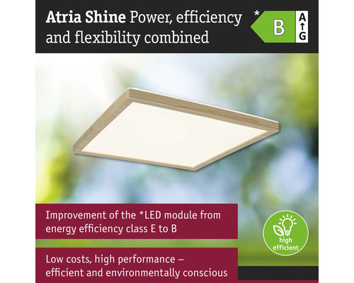 Atria Shine LED-taklampa med träram och energieffektivitetsklass B