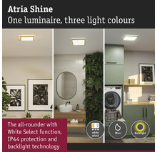 Atria Shine taklampa i tre olika ljusfärger i badrum och tvättstuga.