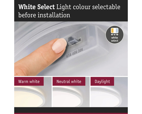 Lampa med valbar ljusfärg före installation