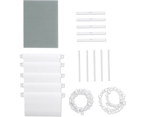 Veckad rullgardin med tillbehör för montering