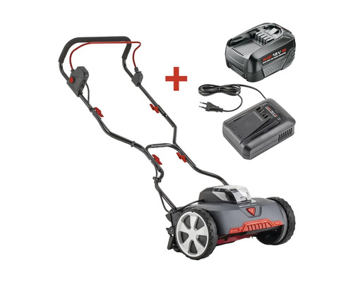 Batteridriven gräsklippare med batteri och laddare