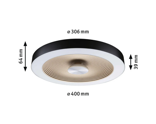 Rund taklampa med LED och måttangivelser