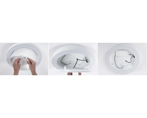 Taklampa, montering, inre element och kablage visas