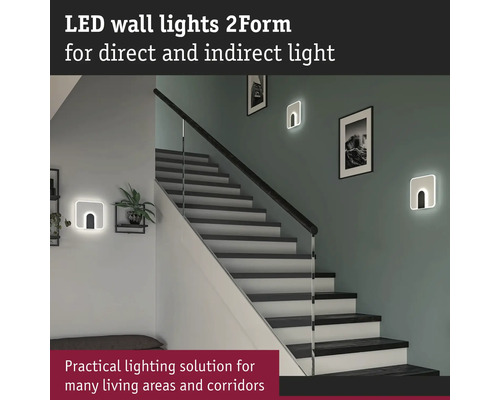 LED-vägglampor 2Form för direkt och indirekt belysning i ett trapphus