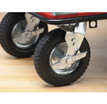 Två transportvagnhjul med parkeringsbroms