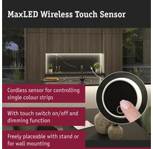 MaxLED trådlös touchsensor i ett modernt kök med touchkontroll för LED-strips