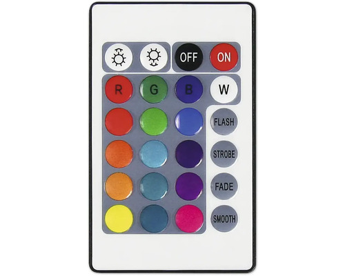 Fjärrkontroll för LED-belysning med färgval och olika lägen