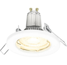 Inbyggnadsspotlight med klar glasskärm och vit ram