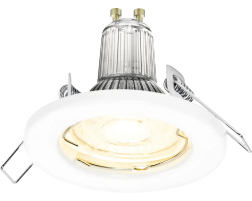 Inbyggnadsspotlight med klar glasskärm och vit ram