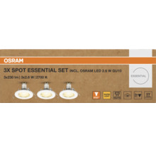 Osram 3-pack infällda spotlights Essential med Osram LED 2,6 W GU10