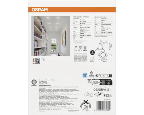 Osram produktförpackning med teknisk data om LED-spotlights