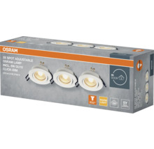 Förpackning med tre justerbara Osram-spotlights för inomhusbruk inklusive sex watts GU10-lampor