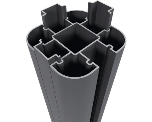 Aluminiumstaketstolpe i tvärsnitt